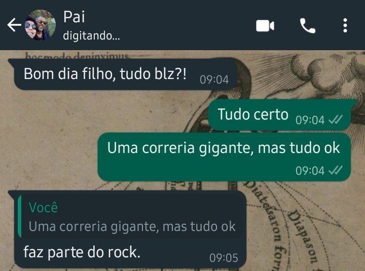 bom dia filho tudo blz?

tudo certo 
uma correria gigante, mas tudo ok

faz parte do rock