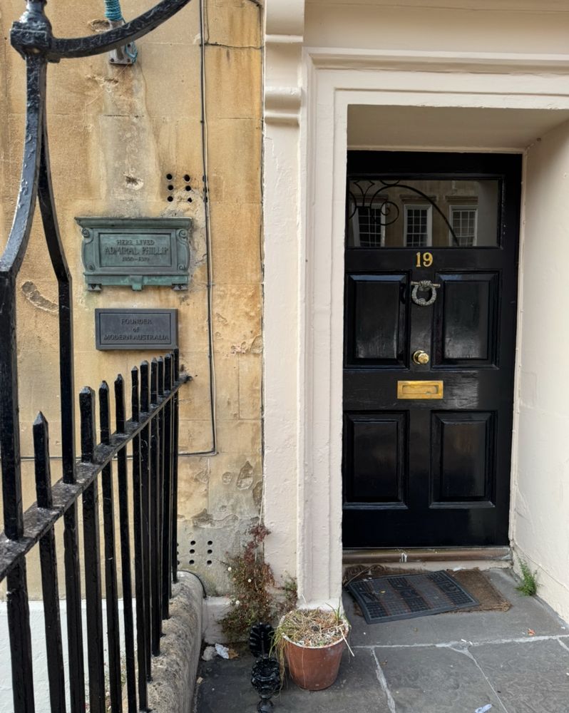 House in Russell St, Bath once lived in by the spectacular failure Arthur Phillip, first military governor of The colony of NSW. 
