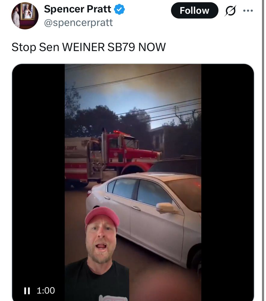 Spencer Pratt V @spencerpratt
Stop Sen WEINER SB79 NOW