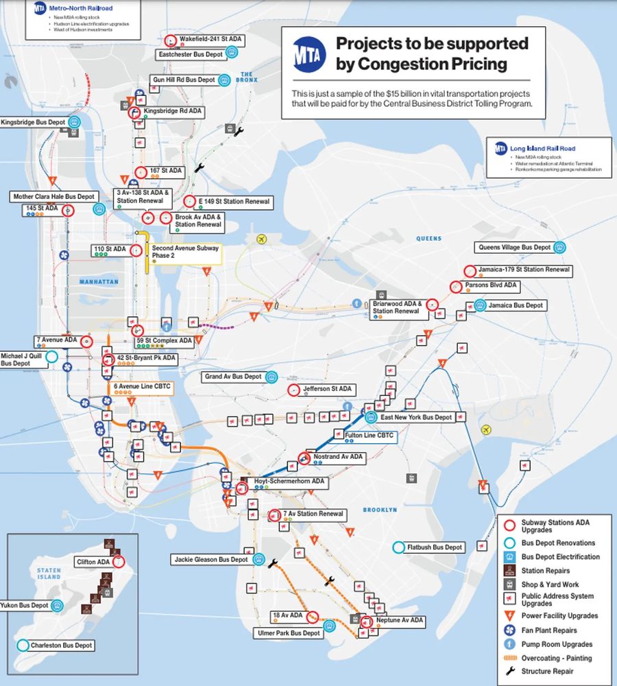 Map of projects funded by congestion pricing 