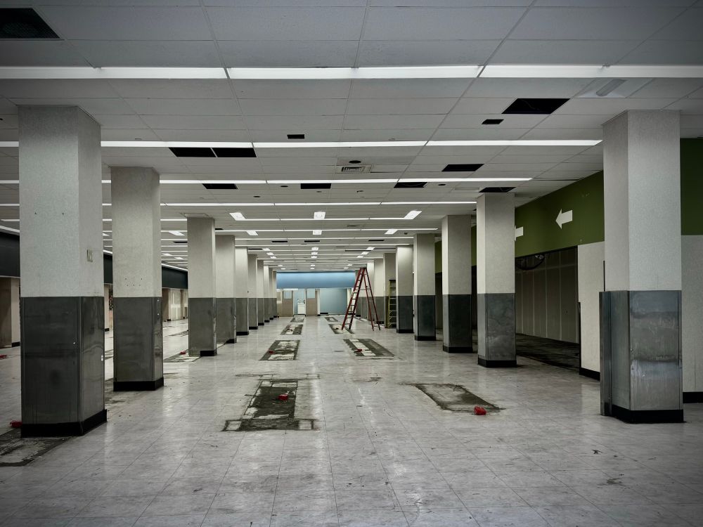 Empty store interior that was used for decades as a drug store and is now empty