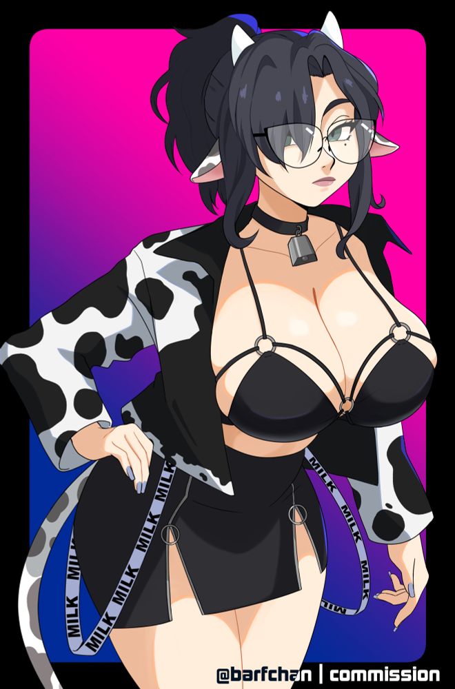 cow girl with big boobs in a ponytail