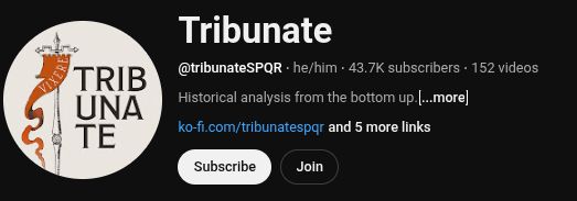 YouTube channel of 'tribunateSPQR'