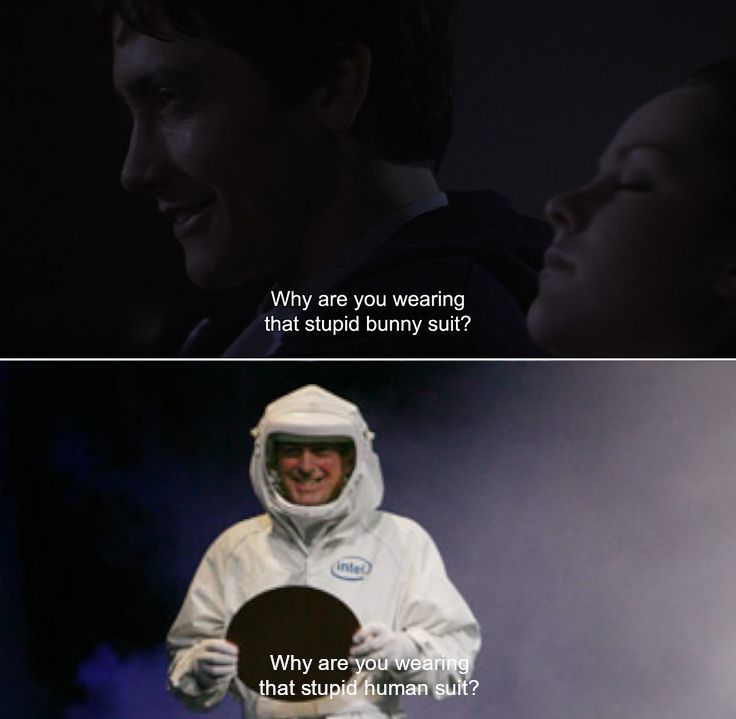 2-frame meme. Top frame: Screen cap from the movie Donnie Darko, caption 