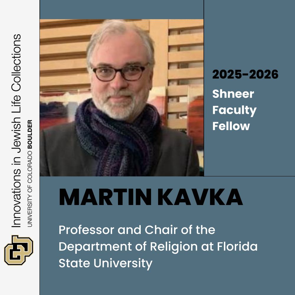 black and white text on blue background with image of Martin Kavka that reads: Professor and Chair of the Department of Religion at Florida State University