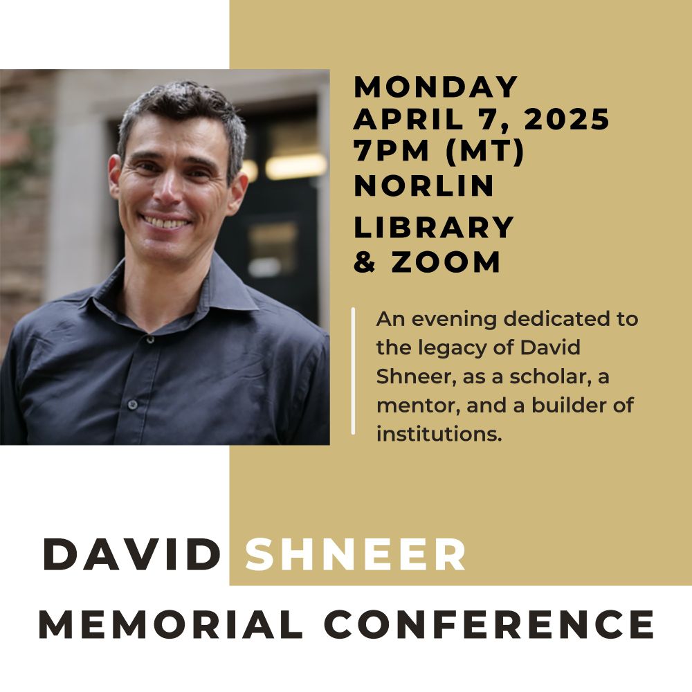ID1: black text on gold and white background with event info and image of David Shneer z"l 