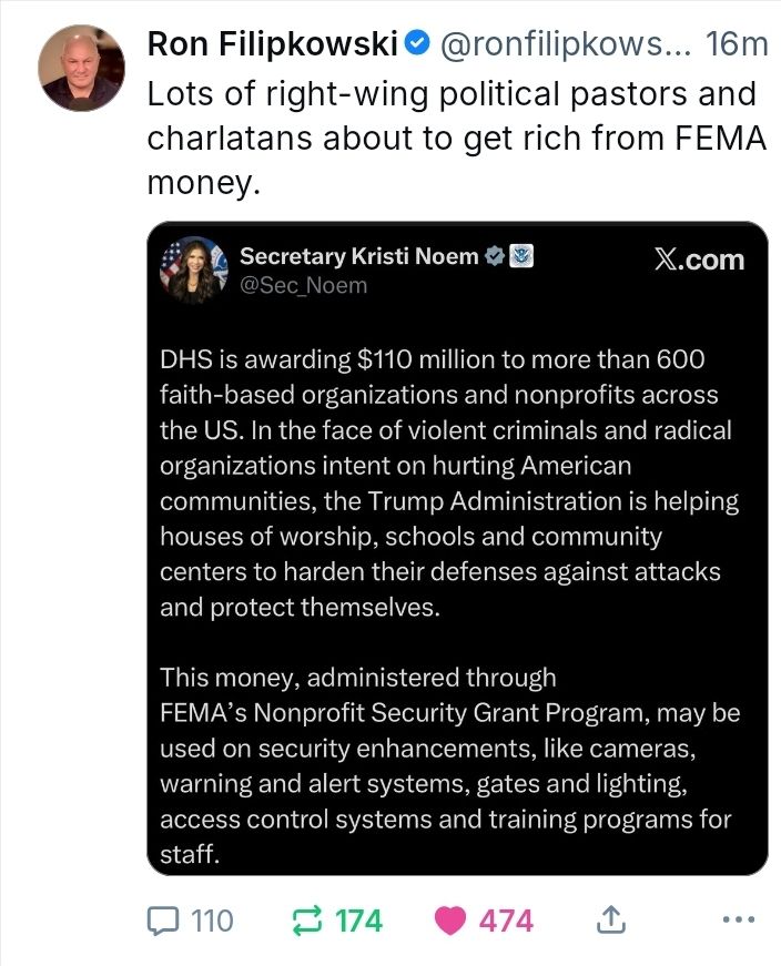 Post by Kristi Noem of DHS & reply by influencer.