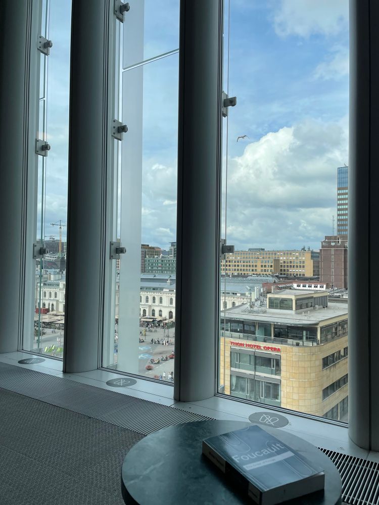 Photo from the 5th floor with a view over Oslo central station and beyond.