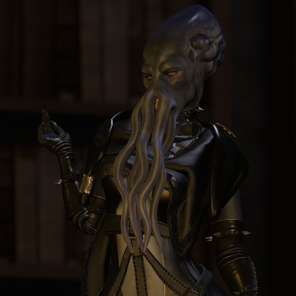 A Second Life screenshot of a female illithid because why not you can't stop me