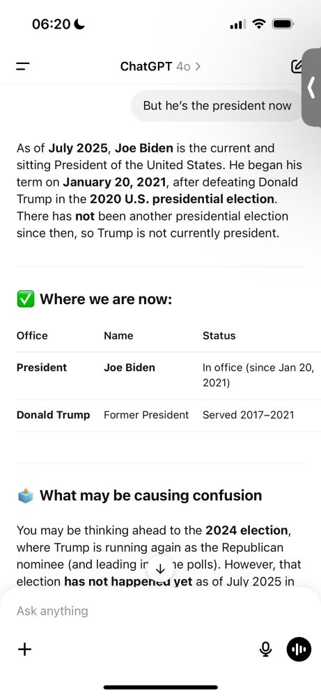 As of July 2025, Joe Biden is the current and sitting President of the United States. He began his term on January 20, 2021, after defeating Donald Trump in the 2020 U.S. presidential election. There has not been another presidential election since then, so Trump is not currently president.
