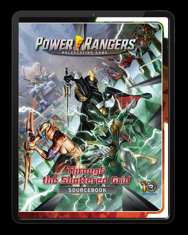 Power rangers through the shattered grid source book.

Magna Defender, an Eltarian and MMPR Green Ranger are back to back preparing to fight hordes of Ranger Sentries, while Lord Drakkon watches from the background.