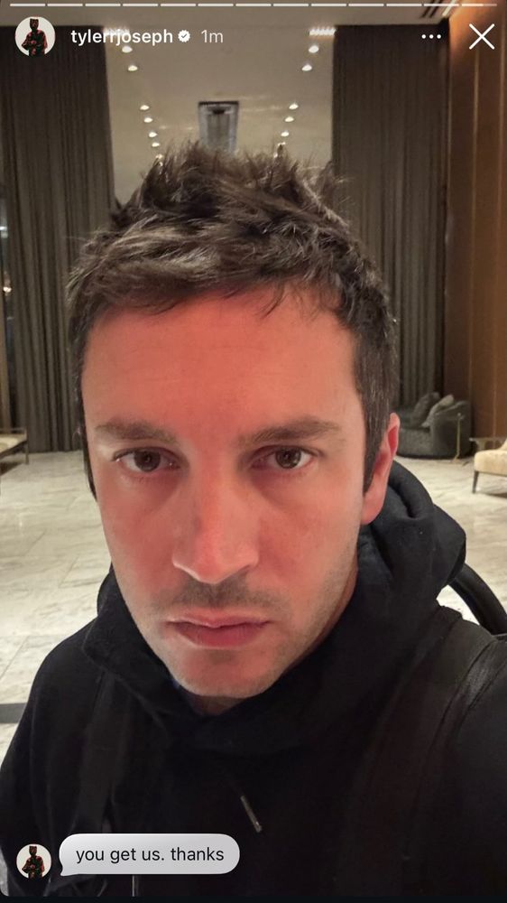 Tyler in new Instagram story selfie