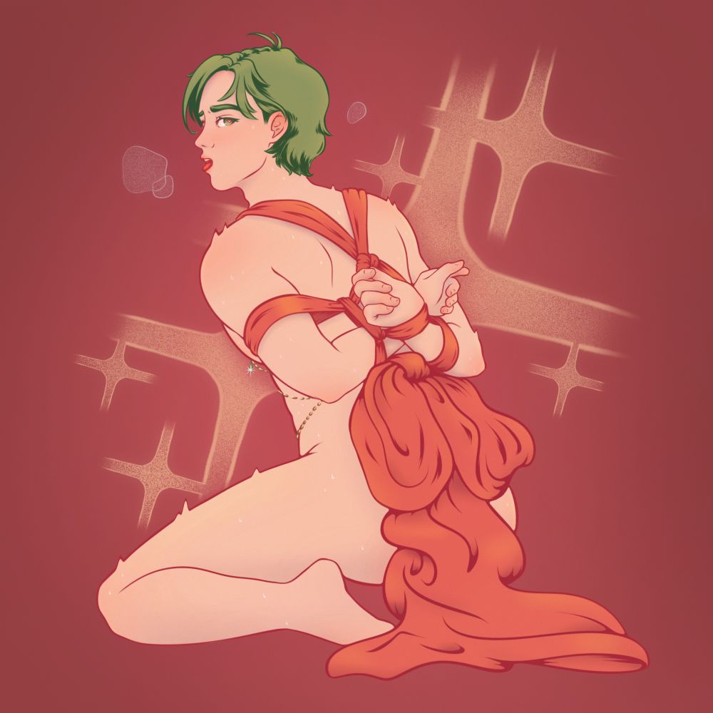 Olivine from Nu Carnival tied up in red ribbon