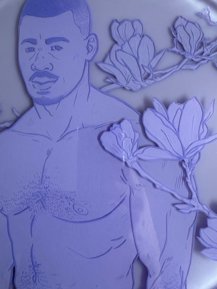 A close-up of the painting.