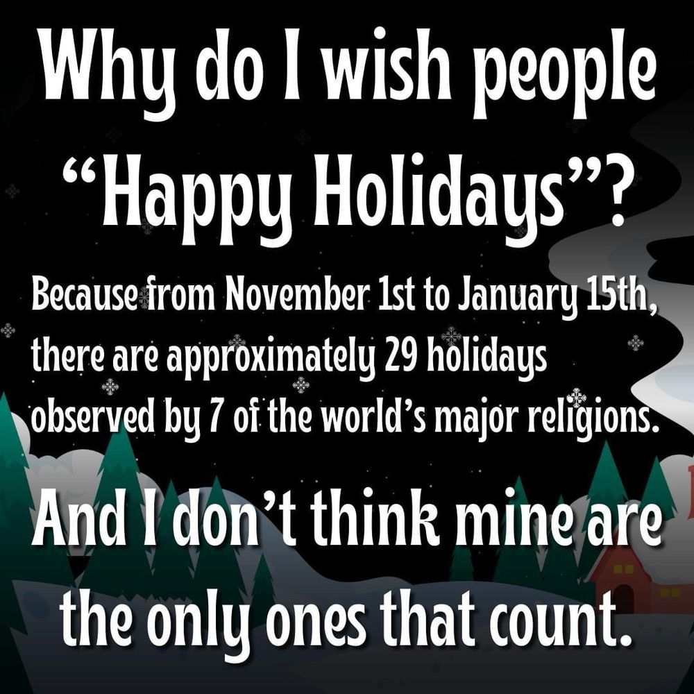 White text overlaying a winter cabin landscape scene at night with stars in the sky.