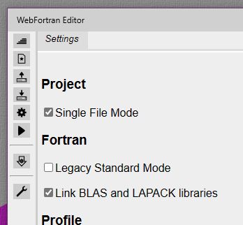 One checkbox allows your Fortran code to use LAPACK and BLAS in the browser!