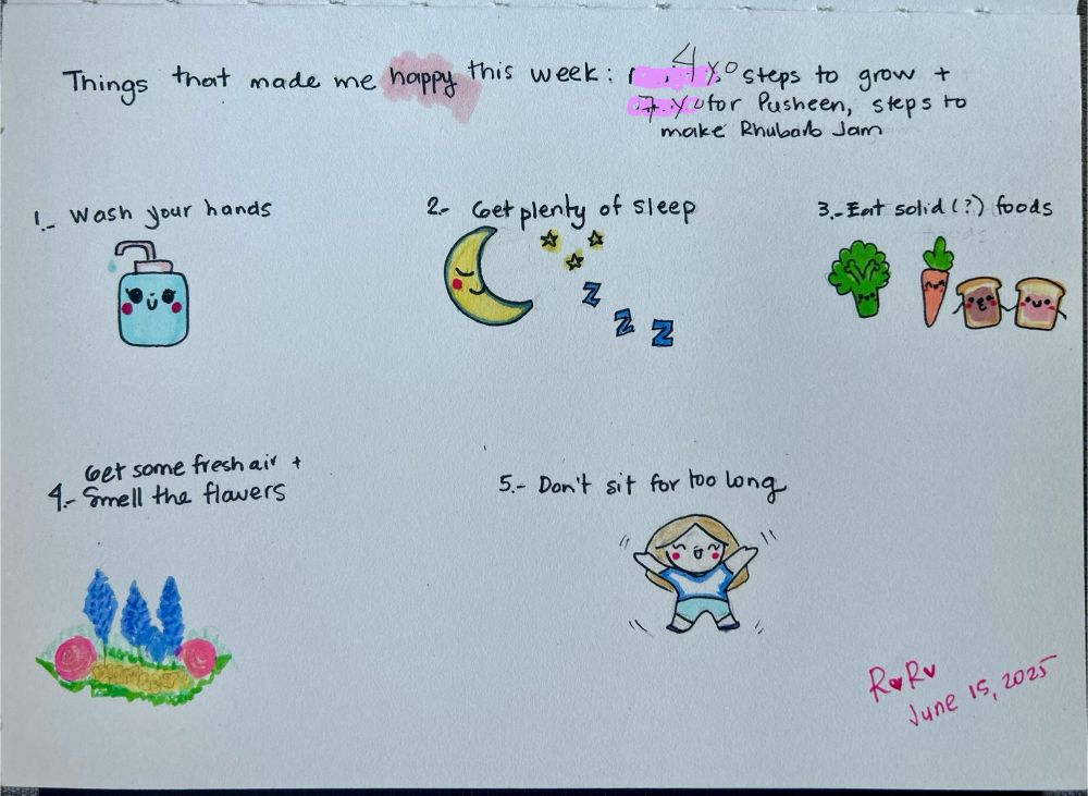 Doodles of my 4 yo daughter “steps to grow”