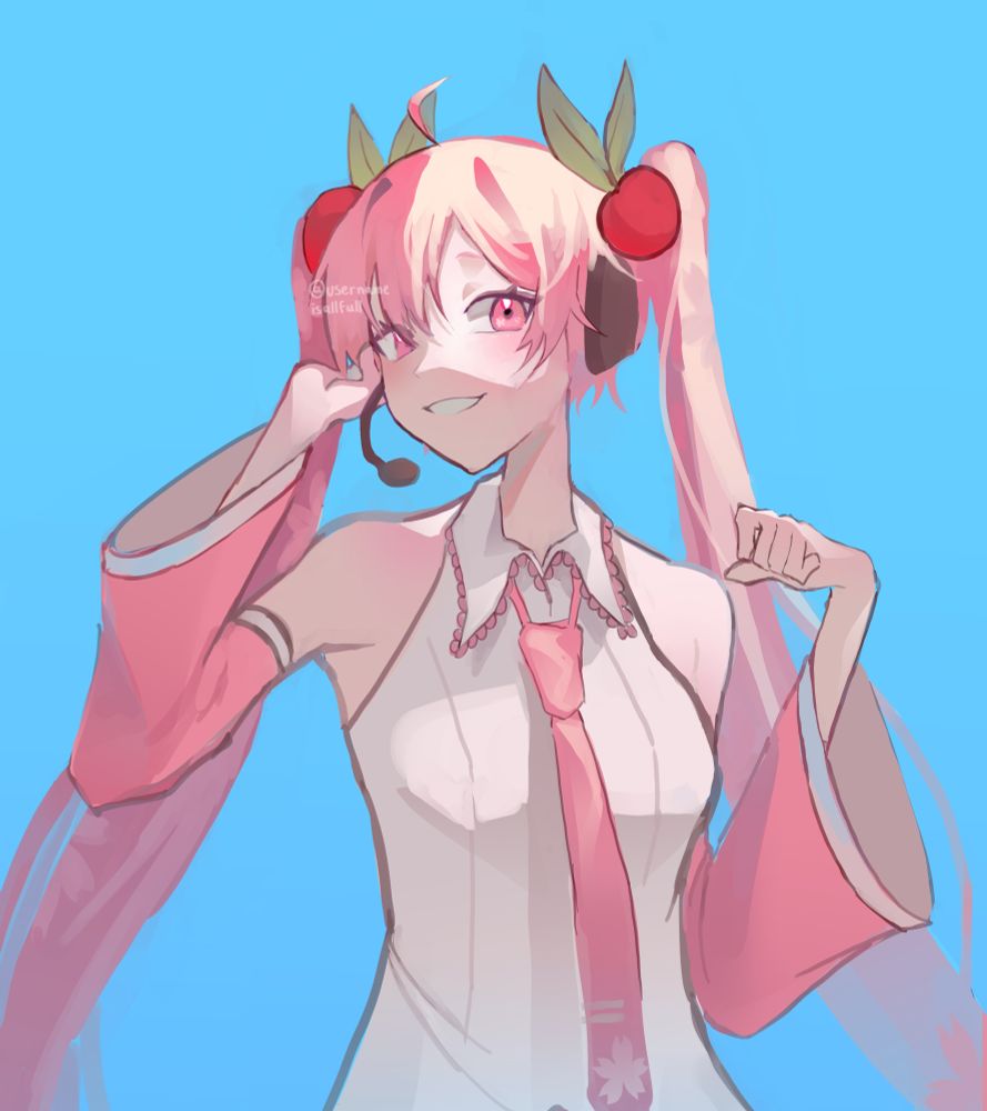 Fanart of the character "Sakura Miku" drawn using digital software. 