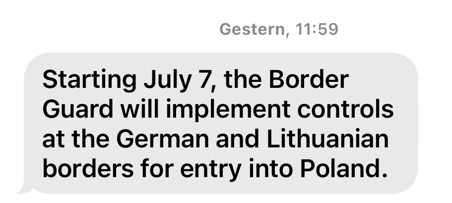 Starting July 7, the Border Guard will implement controls at the German and Lithuanian borders for entry into Poland.