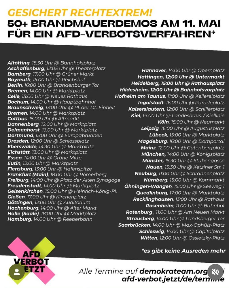 Liste der Städte - auch auf AfD-verbot.jetzt/de/termine
