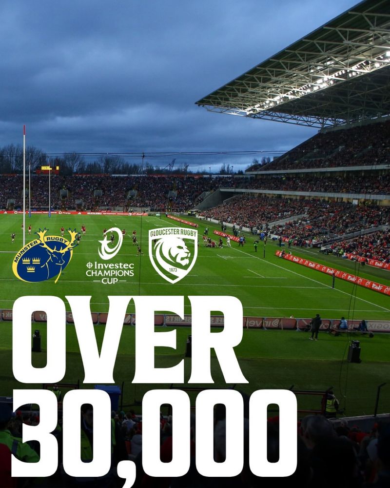 Munster have sold over 30k for European clash with Gloucester at Pairc aiui Chaoimh