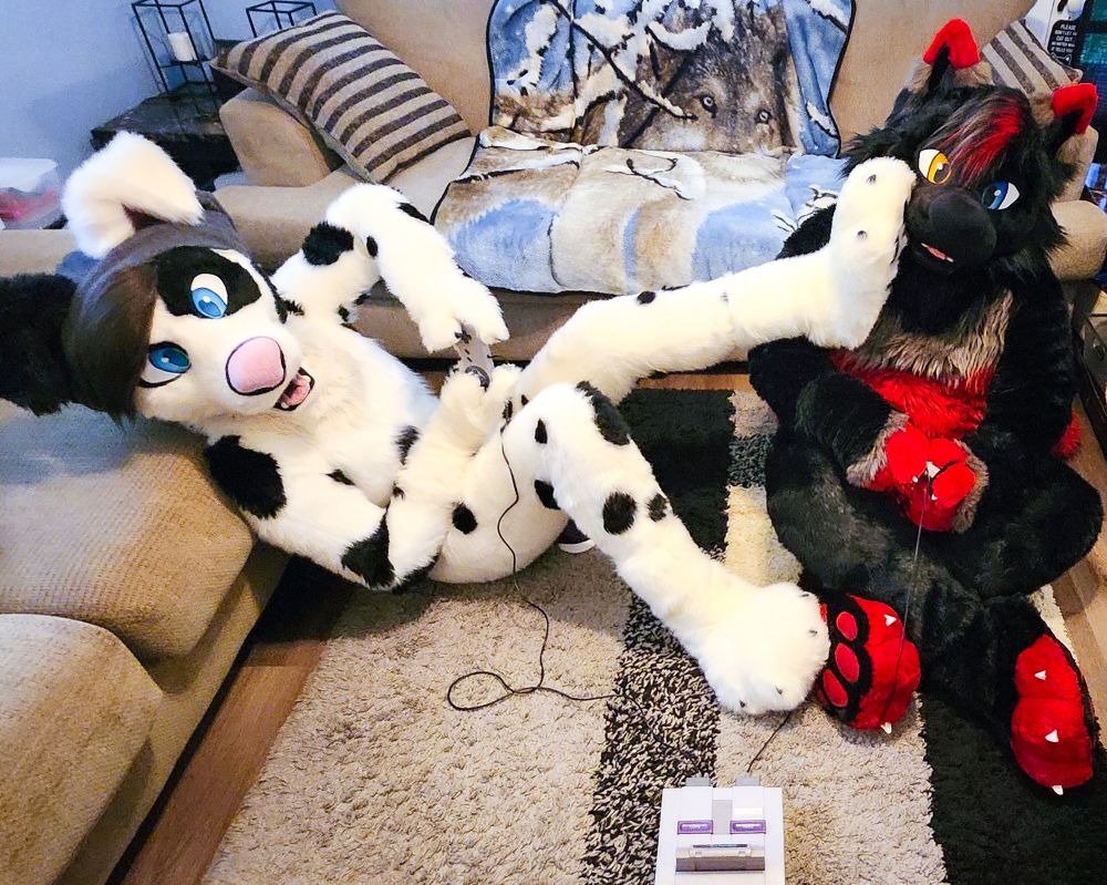 Sometimes you gotta use everything you got to win~

Happy #FursuitFriday!

📸 @MarengoTheOtter 

#fursuit #footpaws #paws #footpawfriday 