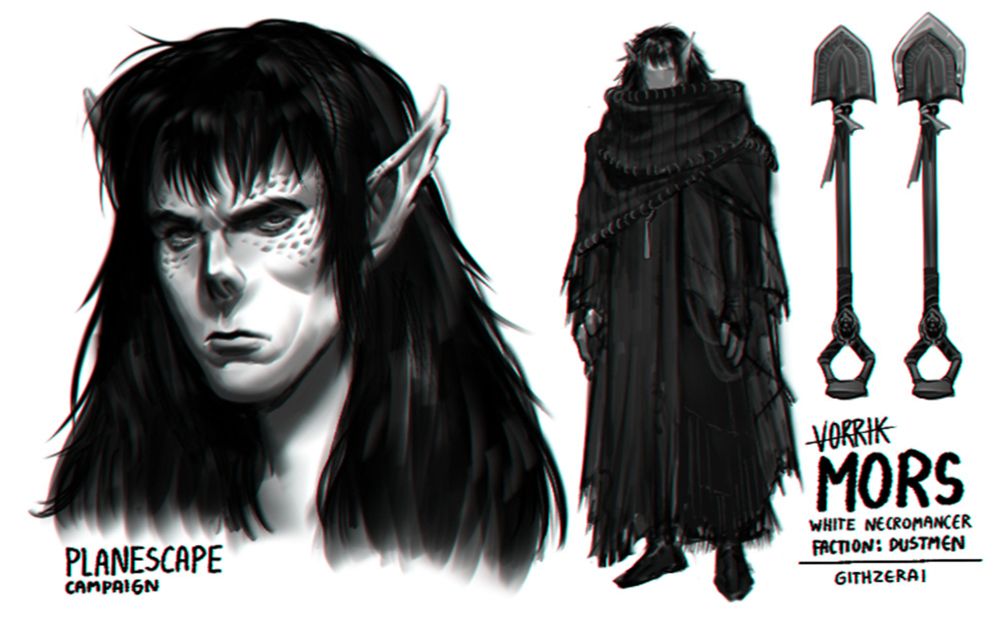 Concept character of Githzerai Dustman name Mors
