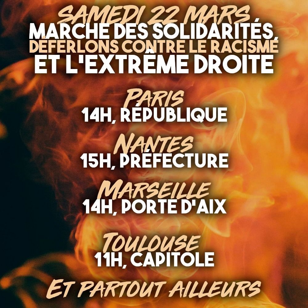 Les rendez-vous contre le racisme du samedi 22 mars partout en France.