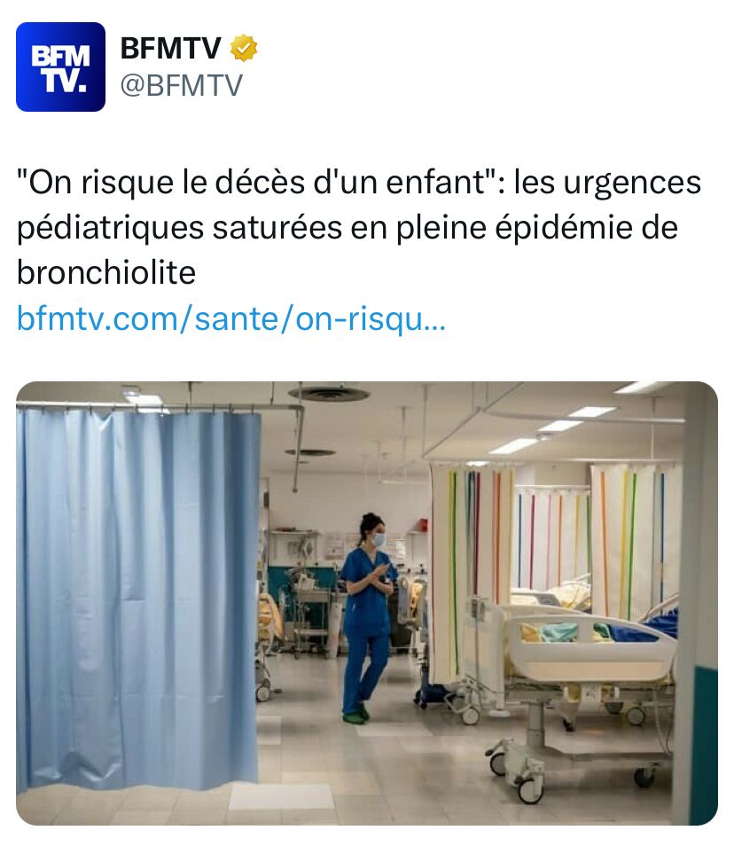 BFM : "On risque le décès d'un enfant": les urgences pédiatriques saturées en pleine épidémie de bronchiolite
