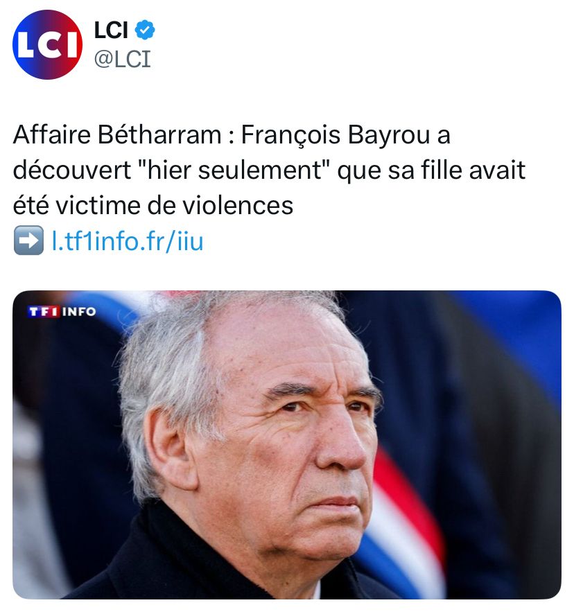 LCI : Affaire Bétharram : François Bayrou a découvert "hier seulement" que sa fille avait été victime de violences