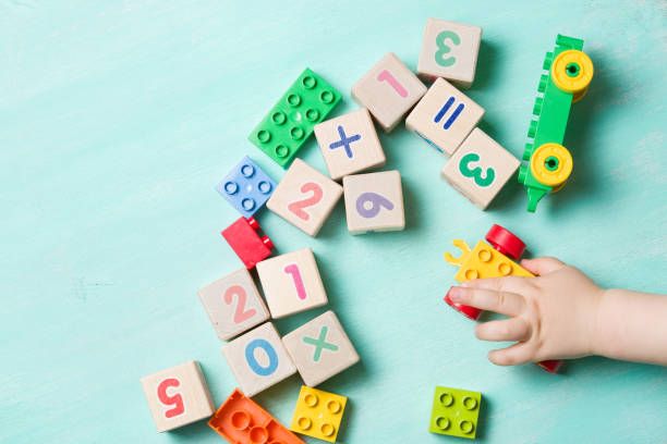 Child playing with building blocks.