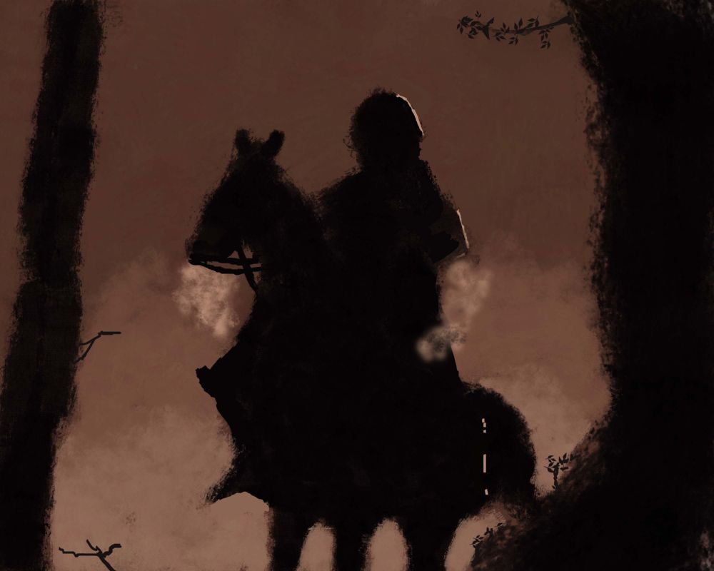 My painting of the Excalibur Knight on horseback still.
