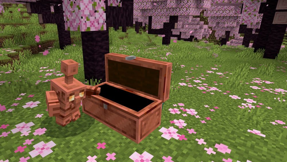 Minecraft Preview with copper golem and copper chest