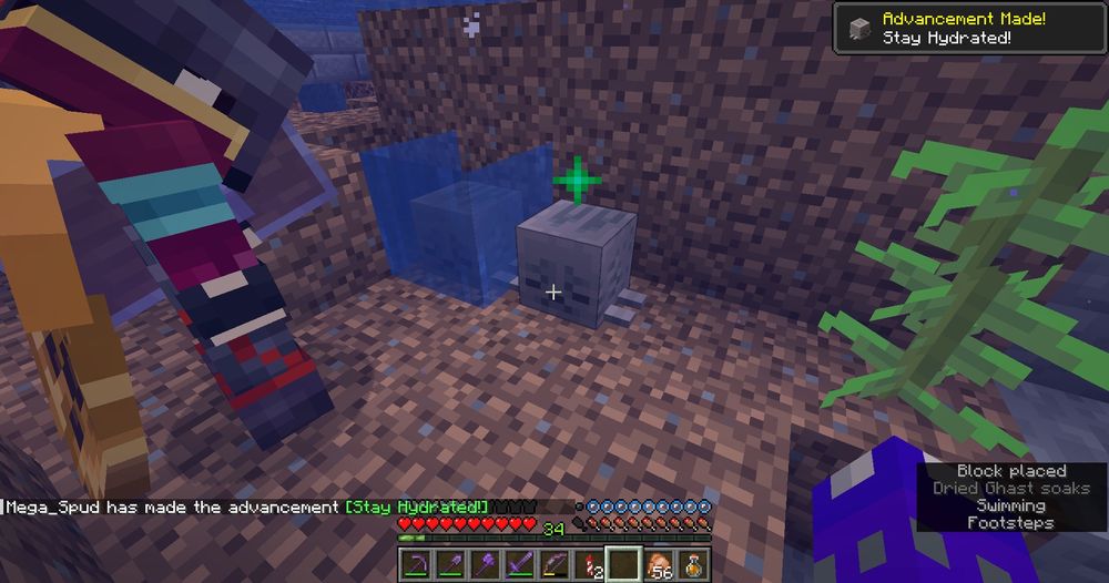 Placing some dried ghasts underwater