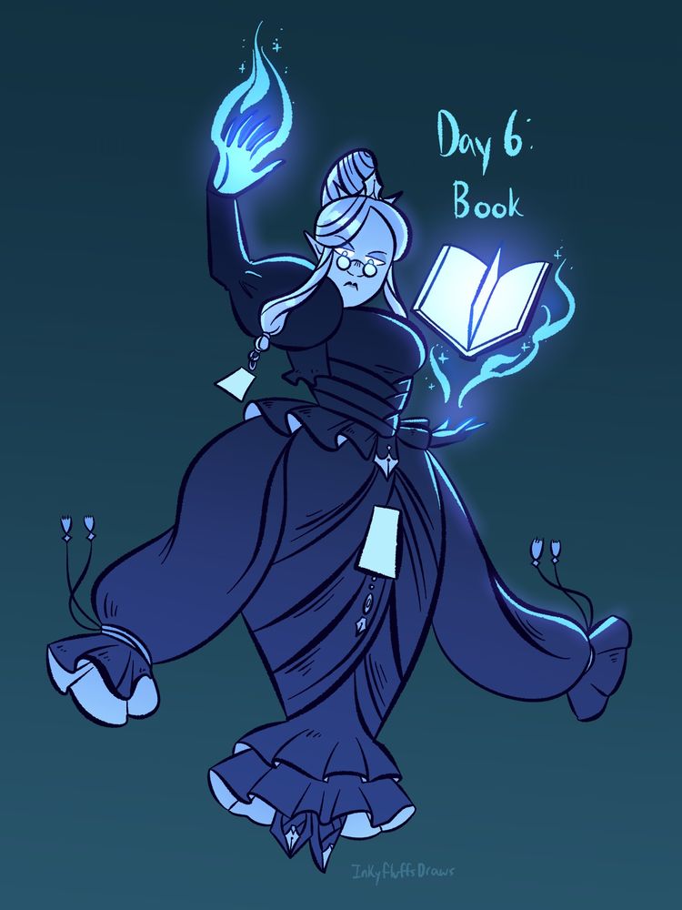 Flatcolored drawing of oc Aina who has turned corrupted via magic book