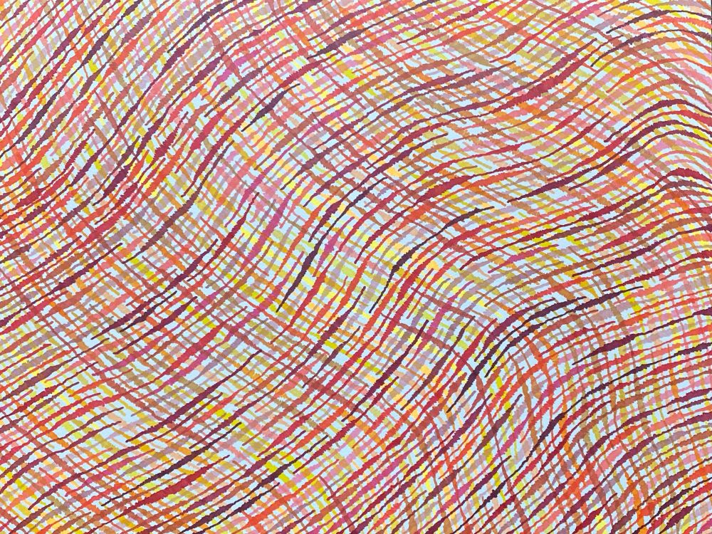 More squiggly lines, this time with reds, oranges, and yellows, forming a structure that resembles wavy fabric.