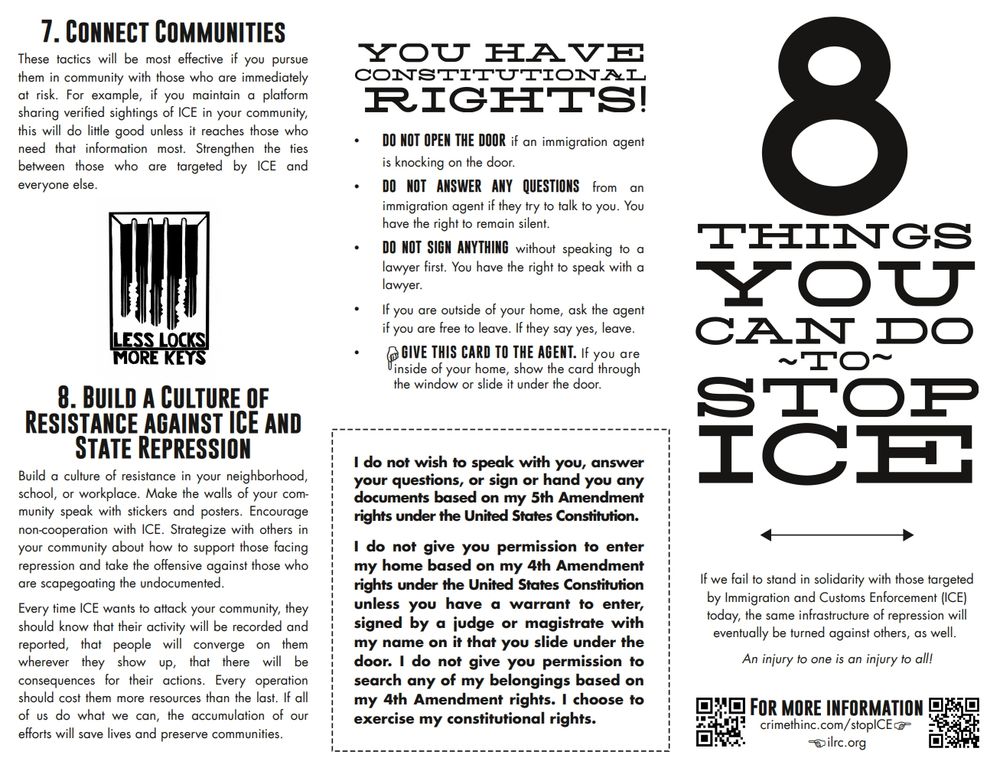 first page of the zine 8 things you can do to stop ice