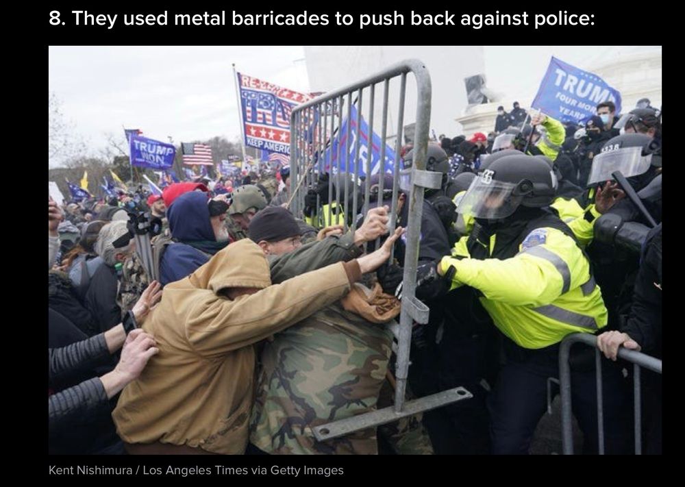 J6 insurrectionists attacking and breaking into the Capitol. 