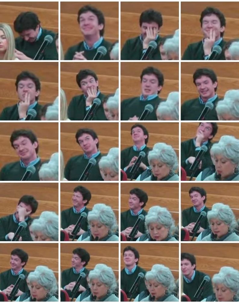 Several different stills of the expressive man behind the speaker