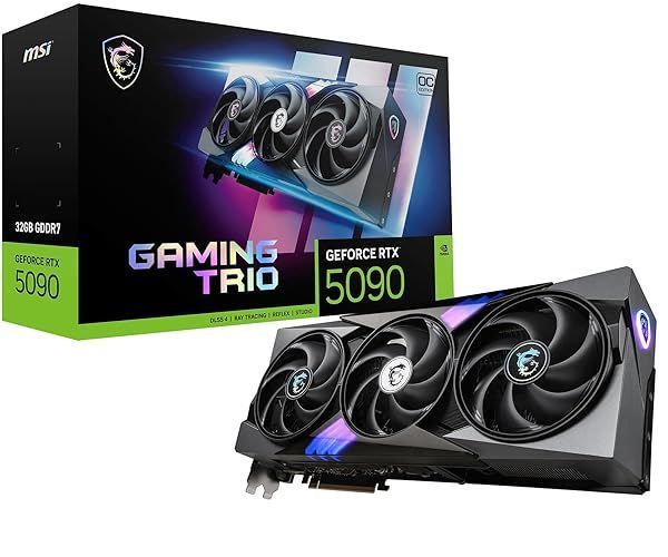 MSI GeForce RTX 5090 32G Gaming Trio OC 32GB GDDR7 (28Gbps/512-bit), PCIe 5, Boost: 2482MHz, HDMI 2.1b, DisplayPort 2.1b