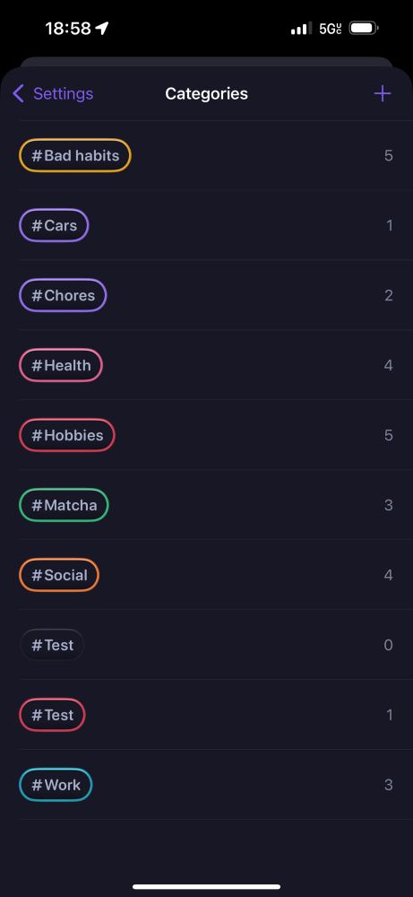 You can add categories to your tracked activities