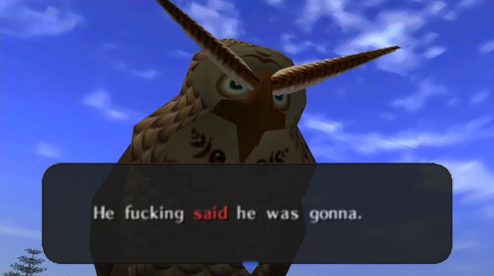 Kapora Gaebora staring sternly downwards saying “He fucking *said* he was gonna.”