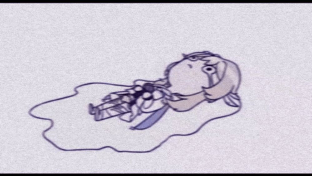 a black and white drawing of a person laying down with a microphone in their hand .