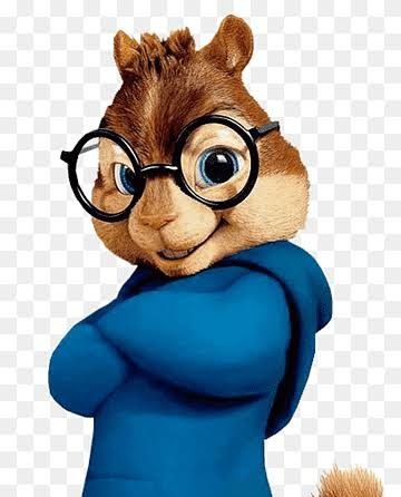 Simon the chipmunk looking gobsmackingly dashing in his iconic blue sweater