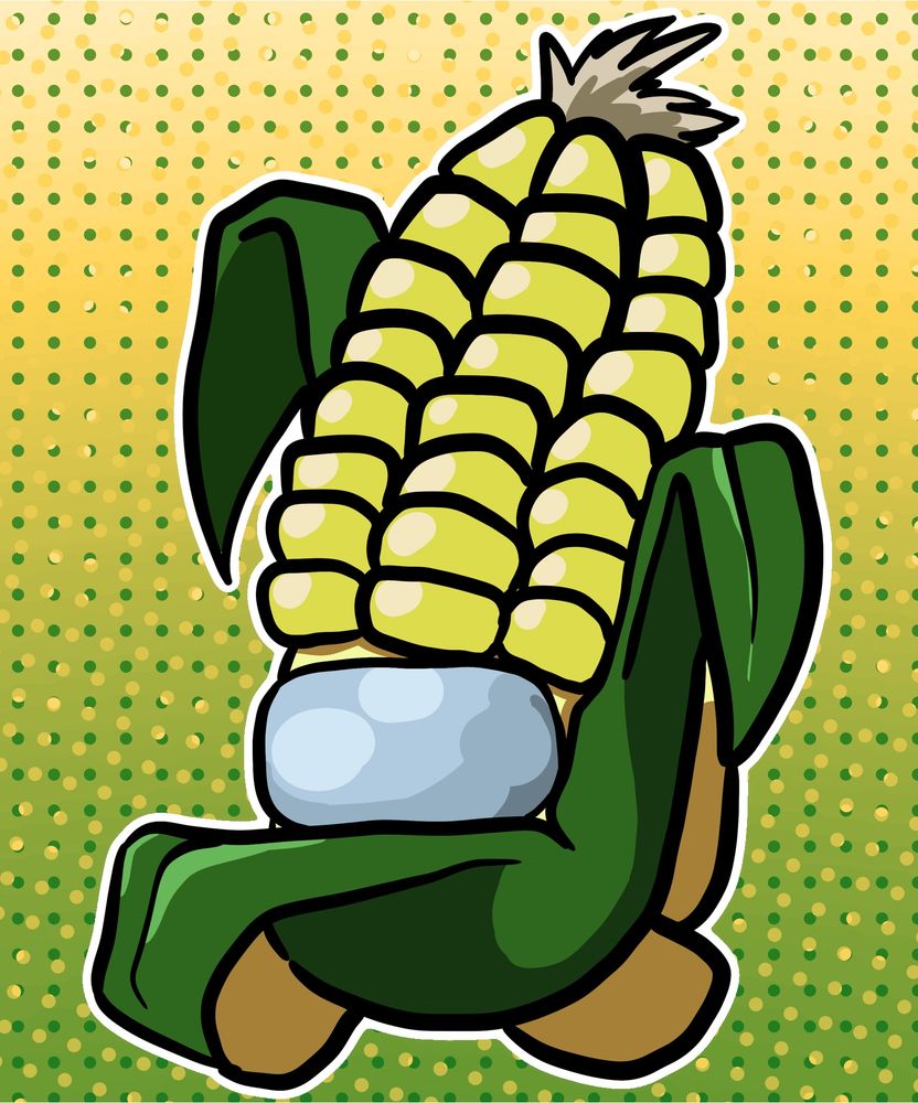 An among us bean of Nandre in a corn outfit. 
