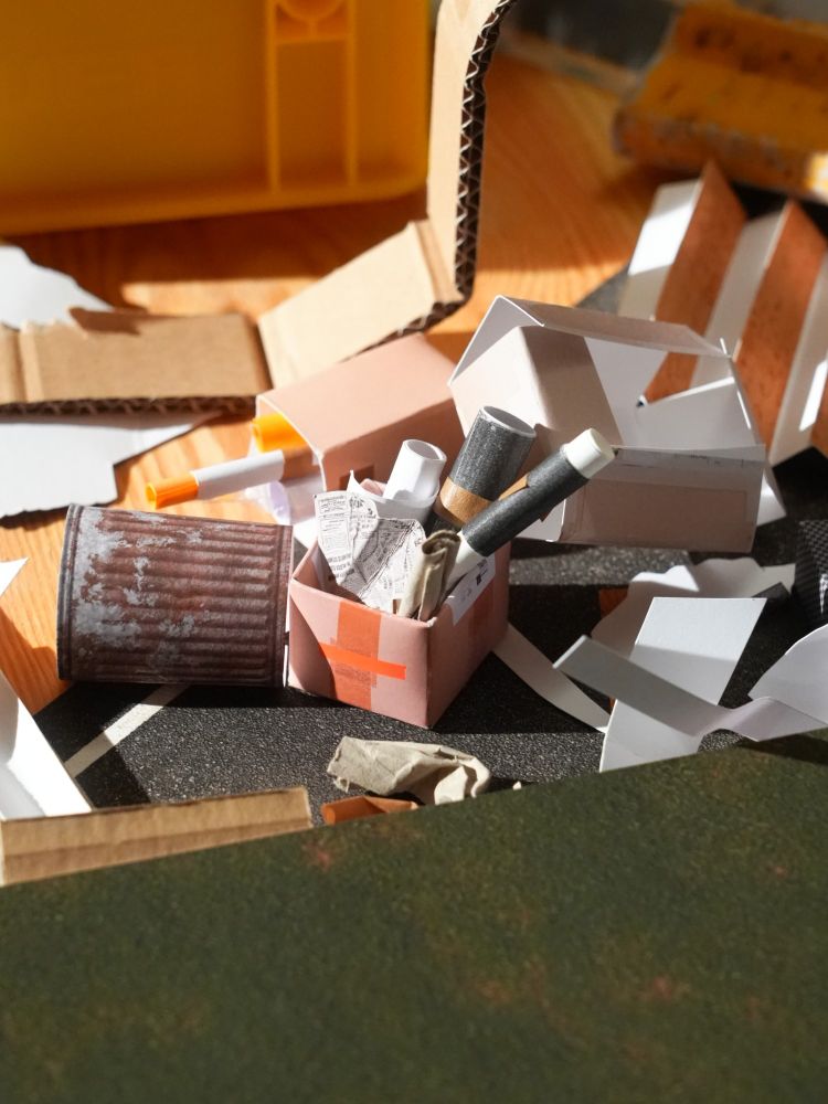 3D textures printed on paper and folded into miniature models.