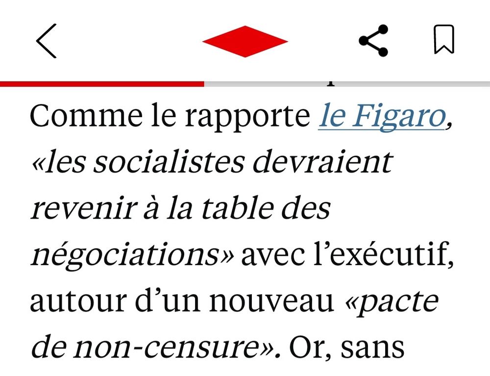 Image disant les socialistes vont signer un pacte de non-censure avec le gouvernement.
