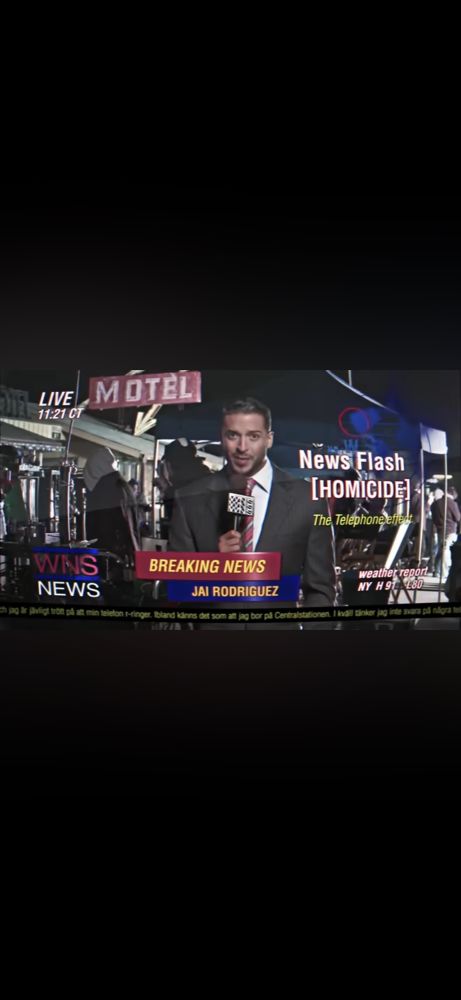 Telephone music video News reporter Jai Rodriguez 