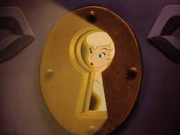 Tinker Bell peering through keyhole