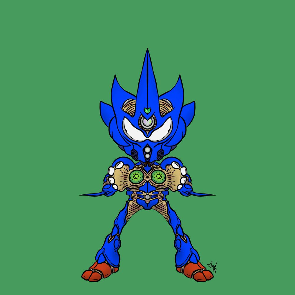 Sonic the Hedgehog in a Guyver suit. 
